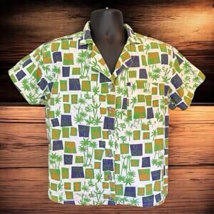 Vintage Men’s Gitano Collection Tropical Palm Trees Vacation Button Down Shirt M